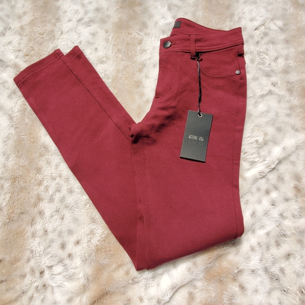 ActiveUSA Maroon Skinny Pants NWT